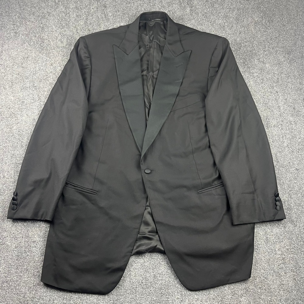 Ermengildo Zenga Men Black Tuxedo Jacket Satin Peak Lapel Blazer Size 40R IT 50R